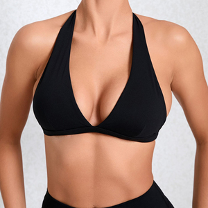 Wholesale Impact Strappy <b>Bra</b> Gym Top Women High Support Impact Thin Strap Halter <b>Sports</b> Seamless <b>Bras</b> Scrunch Workout Yoga - Product Image 2