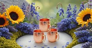<b>Set</b> of 3 Modern Hammered Finish Moscow Mule Mule Pure Copper <b>Mug</b> 100% Pure Copper - Product Image 4