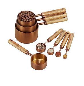Brass <b>Measuring</b> Cups and <b>Spoons</b> With Wooden Handle for Dry/Liquid Ingredients Baking Used <b>Measuring</b> <b>Spoon</b> - Product Image 2
