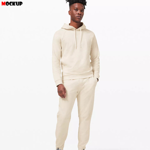 เสื้อฮู้ดผู้ชายผ้าฝ้ายผสมลายไหล่ตกมีกระเป๋าแบบพื้นฐาน - Product Image 2