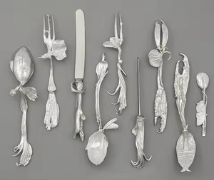 Cucharas de café artesanales plateadas Juego de cubiertos Colección de cucharas decorativas hechas a mano - Product Image 1