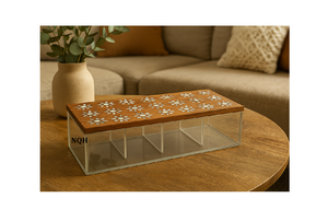 Luxury Acacia Wood & Acrylic Square Decorative Jar <b>Clear</b> <b>Lid</b> Premium Handmade Storage for Dry Fruits Sweets <b>Gift</b> Packaging - Product Image 4