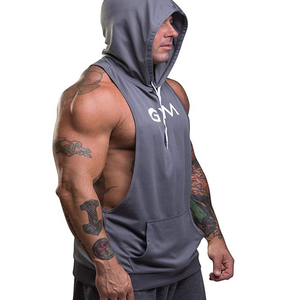 เสื้อฮู้ดสวมหัวแขนกุดสำหรับผู้ชายเสื้อฮู้ดแบบสวมหัวสำหรับออกกำลังกายผ้าฝ้าย100% แขนกุดสำหรับผู้ชาย - Product Image 5