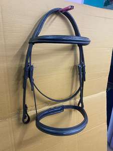 Bride Figure-8 de style européen en cuir de buffle indien de cheval brun - Product Image 6