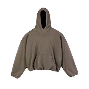 Customizable <b>Mock</b> <b>Neck</b> Oversized Big Satin Lined Black Cropped Raw Hem Men Hoodies - Product Image 4
