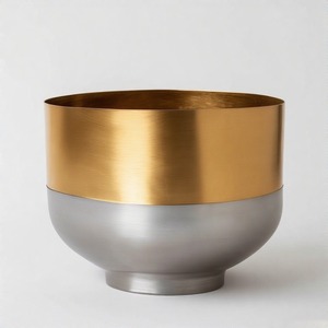 Maceta artesanal de aluminio y hierro de dos tonos que ofrece un diseño minimalista con el máximo impacto de presentación botánica - Product Image 2