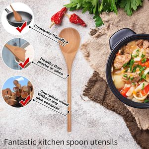 ช้อนไม้แบบดั้งเดิมสำหรับทำอาหารของใช้ในครัวเรือนทำด้วยมือจากธรรมชาติสำหรับเตรียมอาหารประจำวันในช่วงที่ดีที่สุด - Product Image 5