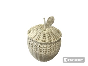 การตกแต่งห้องเด็กเล่นขายส่ง: ตะกร้าหวายสานด้วยมือ, แอปเปิ้ลหวายสีขาว - Product Image 2
