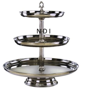 Soporte redondo para pastel de 2 niveles, grabado a mano, decorativo, de metal, para Navidad y bodas, con acabado personalizado, a bajo precio. - Product Image 4