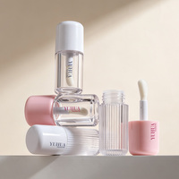 Flacon de luxe cylindrique 5ml 6ml pour brillant à lèvres et rouge à lèvres avec grand pinceau, emballage cosmétique couleur personnalisée
