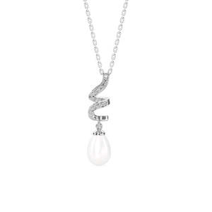 Ensemble de colliers pendentifs en argent sterling 925 pour femmes et filles, plaqué rhodium, avec accents de zircon et de diamants, formes de goutte d'eau et de fleur - Product Image 1
