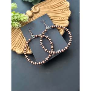 Pendientes colgantes de perlas graduadas de cobre trenzado Navajo hechos a máquina - Product Image 3
