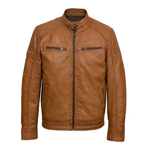 Chaqueta para Hombre 100% Cuero Vacuno Premium, Chaqueta de Cuero de Alta Calidad con Tela de Lana, Cuello Alto, Temporada de Invierno, Servicio OEM - Product Image 1