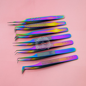 Pince à épiler professionnelle pour extensions de cils individuels, à pointe en fibre, pour volume intense, durable, vente en gros - Product Image 1