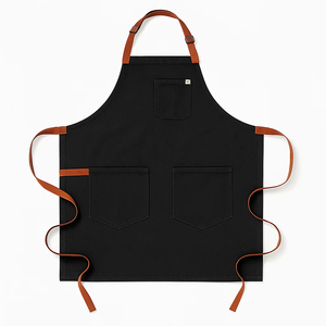Tablier en toile bleu clair sans manches avec 3 poches, tissé, lavable en machine, style tendance pour la cuisine et l'usage quotidien - Product Image 6