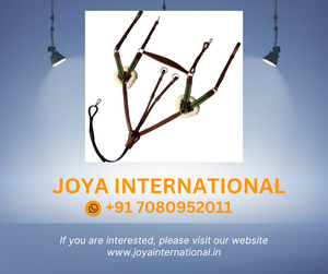 Plaque de poitrine en cuir de couleur marron à 5 points avec attache de course et rembourrage en fourrure de mouton-lignes vertes élastiques et jaunes - Product Image 2