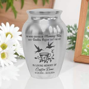 Mini urnes commémoratives personnalisées pour cendres Urne commémorative décorative en acier inoxydable avec design de café Urnes commémoratives Taille personnalisée - Product Image 5