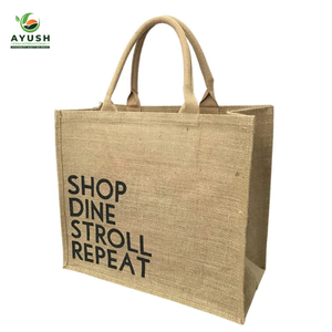 Bolsa de compras personalizada con impresión de logotipo, hecha de yute con algodón incorporado para tiendas de comestibles y centros comerciales - Product Image 3