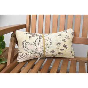 <b>Beige</b> 8x16 Inch Wool Needlepoint Patchwork Pillow Rustic Design Portable Decorative <b>Cushion</b> for Bedding Floors Woven Vintage - Product Image 1