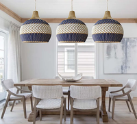 Nouvelle conception tissée à la main rotin pendentif abat-jour bleu Royal Design moderne plafonnier couvercle de lampe pour la décoration intérieure