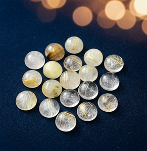 Pierres précieuses rondes en rutile doré naturel, cabochon, en tailles variées, pour la fabrication de bijoux, vente en gros, exportation, approvisionnement en usine - Product Image 5