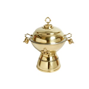 Plato de frotamiento de acabado chapado en oro de calidad Superior, exhibición de comida, plato de frotamiento de Buffet, calentador de alimentos, soporte decorativo para quemador - Product Image 1