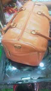 Bolsa de lona de cuero genuino para hombres/mujeres, bolsa de equipaje de gimnasio de viaje, accesorio de ropa elegante - Product Image 4