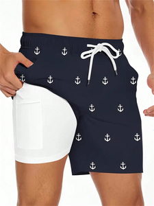 Short de plage professionnel à haute élasticité 100% coton pour homme, motif solide à séchage rapide, style décontracté, sources chaudes - Product Image 2
