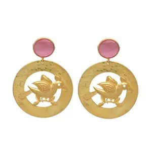 新款上市粉色Monalisa创意新款流行饰品镀金黄铜优雅耳环造型美观