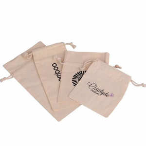 ถุงผ้าดิบแบบหูรูดพิมพ์ลายกำหนดเองถุงผ้าดิบพร้อมโลโก้นำกลับมาใช้ใหม่เป็นมิตรต่อสิ่งแวดล้อมผ้าฝ้ายออร์แกนิกขนาดใหญ่ช้อปปิ้ง - Product Image 3