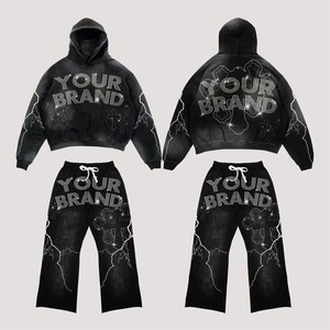 Ensemble pantalon de survêtement et sweat à capuche personnalisé de 2 pièces pour hommes, poids lourd de haute qualité, pull à capuche surdimensionné, survêtements délavés au soleil - Product Image 4