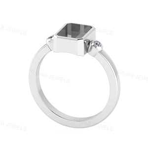 Bague octogonale en argent sterling 925 véritable 6x8mm pour les cendres et la résine pour le travail du lait maternel. - Product Image 6