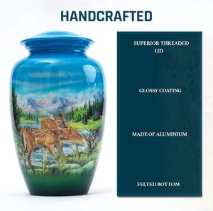 Urna de cremación de ciervo de pastoreo para adultos | Urna conmemorativa de cenizas humanas para adultos, entierro, urnas de cremación funeraria | 200 pulgadas cúbicas (Grande) - Product Image 2