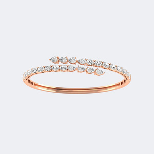 Brazalete de Diamantes con Engaste de Puntas Ovalados y en Forma de Pera de 5.20 Quilates, Oro de 14 Quilates, Joyería de Diseño con Diamantes Cultivados en Laboratorio de Formas Mixtas para Mujer - Product Image 2