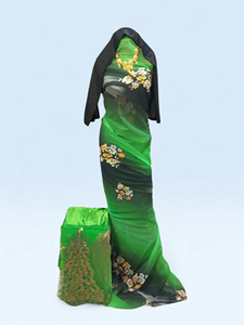 Conjunto de Tela Dirac Suiza Azul y Dorado Premium - Elegante Traje Tradicional Somalí con Chal y Borde a Juego - Product Image 3