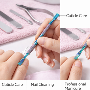 Pousse-cuticules professionnel en acier inoxydable à double extrémité argenté pour manucure, pédicure et soins des ongles - Product Image 5