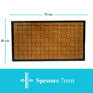 พรมเช็ดเท้าพีวีซีกลางแจ้งขนาด70x40ซม. พรมทางเข้าสีเทาน้ำตาล/มีความหนา7มม. และลายตารางหมากรุก/อิฐ/ลายดอกไม้ทนทาน - Product Image 2