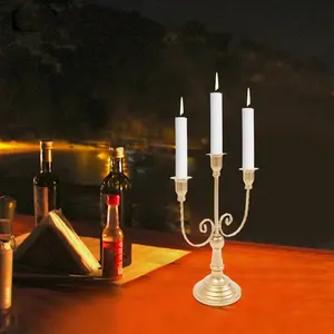 Gold Finish <b>Tapered</b> Natural Wood <b>Candle</b> Stand Christmas Religious Activities Handmade Frosted Finished Interior Decor Banquet - Product Image 1