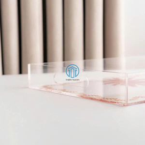 Plateau en acrylique de palmier fabriqué à la main pour la salle à manger plateau de service transparent Durable pour les boissons du petit déjeuner et l'affichage du comptoir de cuisine - Product Image 2