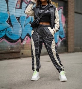 Ensemble décontracté pour femme, ensemble jogging, tenue deux pièces, veste zippée oversize et survêtement ample coupe-vent pour femme - Product Image 4