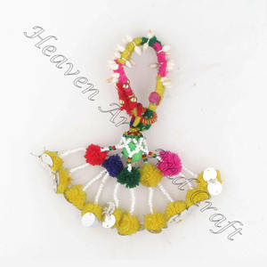 พู่ยิปซีชนเผ่าทำด้วยมือจริง-Banjara สีสันพู่-วินเทจ - Product Image 6