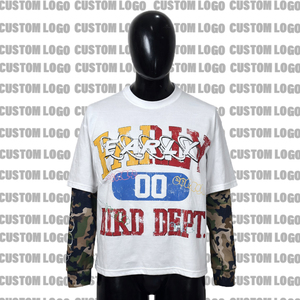 เสื้อยืดแขนยาวสองชั้น สตรีทแวร์ วินเทจ ผ้าฝ้าย 100% สกรีนโลโก้ตามสั่ง ขายดี - Product Image 2