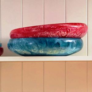 Buy Turned Wood Vessel Blue Resin Wood & Resin Bowl Online at Best Price Custom Product Size Made in India - Product Image 4