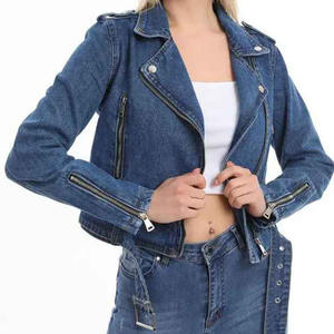 Veste en jean tendance pour femmes, style 2024, mode, déchirée, délavée à l'acide, unie, streetwear, veste en jean élégante, denim tendance - Product Image 6