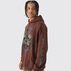 Sweat à capuche oversize pour homme, en coton lourd, uni, imprimé personnalisé, pull streetwear, vente en gros OEM - Product Image 4