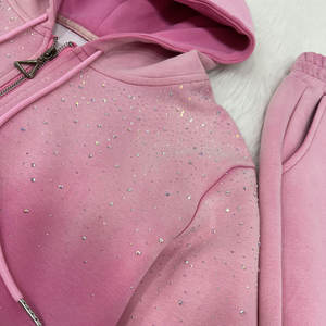 2025 sweat à capuche à manches longues et joggeurs strass ensemble simple et scintillant en coton strass survêtement ensemble - Product Image 4