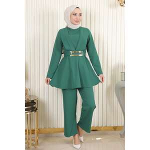 ชุดเซ็ตสองชิ้นลำลองสำหรับผู้หญิง กระโปรงระบายยาวปานกลาง คอเหลี่ยม ชุดเซ็ตขาสั้นเหนือเข่าสำหรับสุภาพสตรี - Product Image 3