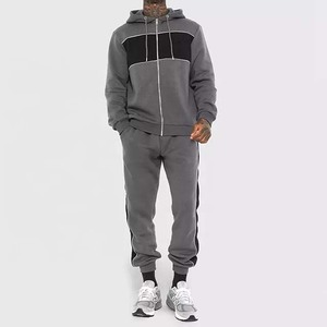 Ensemble de survêtement à capuche avec Logo personnalisé, marque privée, survêtement vierge de haute qualité pour homme, bloc de couleurs, fermeture éclair - Product Image 1