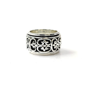 20 Gram Silver <b>Spinner</b> <b>Ring</b> Fashionable Trendy 18K Gold Plated Inlay Cluster Finger Jewelry for Gift - Product Image 1