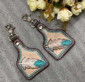 Llaveros de cuero tallados a mano, llaveros de cuero con forma exótica bonita, accesorios de cuero, llaveros bonitos para unisex - Product Image 2